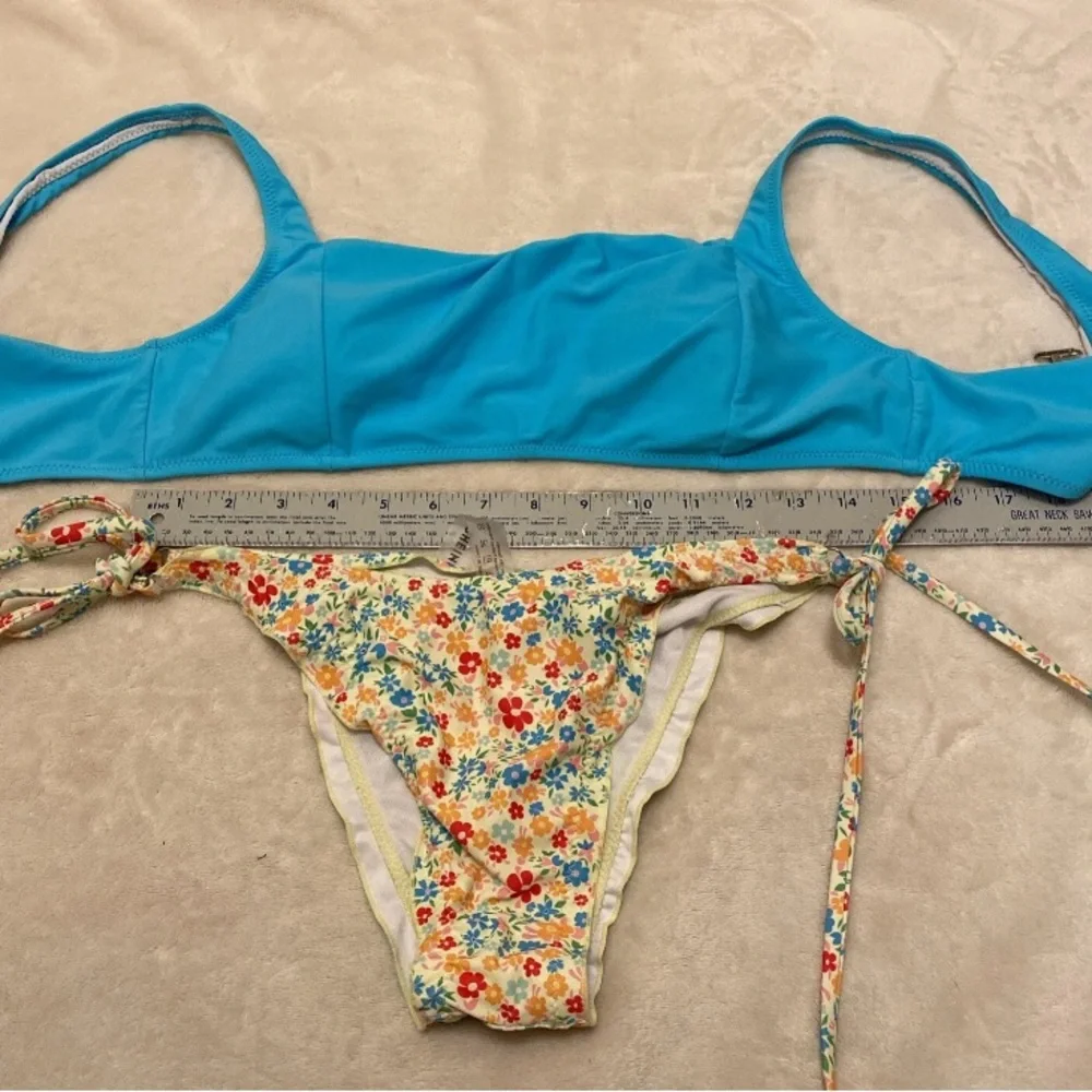 SHEIN Vibrant Blue Top with Floral Bikini Bottom